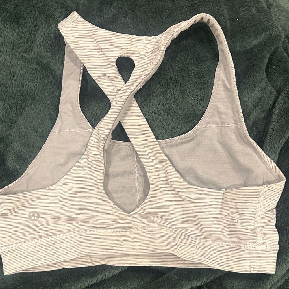lululemon athletica Women's Striped Gray Sports Bra
